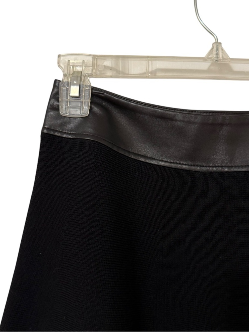 Theory Harmony Wool Knit Mini Skirt Lamb Leather Size P Black 90’s Office Siren - Picture 4 of 8
